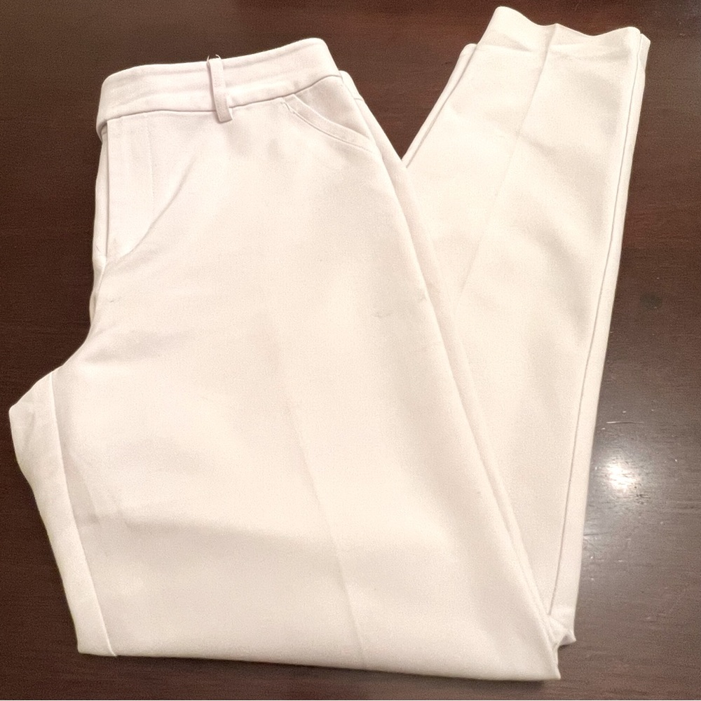 Catherine White Skinny Leg Creased Pants